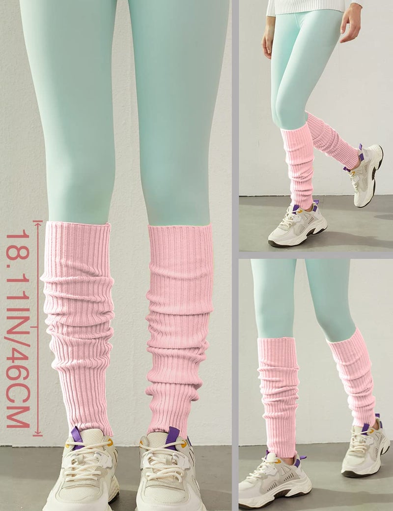 v28 Women Juniors 80s Eighty's Ribbed Leg Warmers for Party Sports (Pink) - Image 2